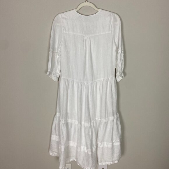 Tyler Boe Meghan Linen Tiered Midi Dress Womens XS Oversized Cottagecore - Picture 3 of 12